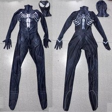 Black Venom Spiderman Cosplay Jumpsuit Symbiote Cos Costume Adult Kids Halloween
