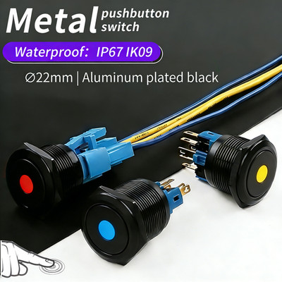 22mm SPDT 5A IP65 Aluminum Alloy Dot Led Push Button Grade Power Control Switch