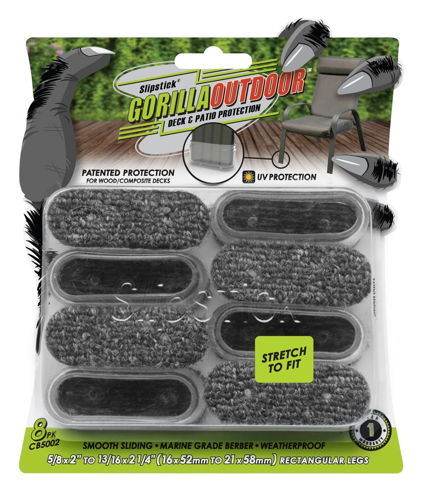 GorillaOutdoor Berber Furniture Feet Pads with Clear Sleeve Sock (8 Pack) Wea...