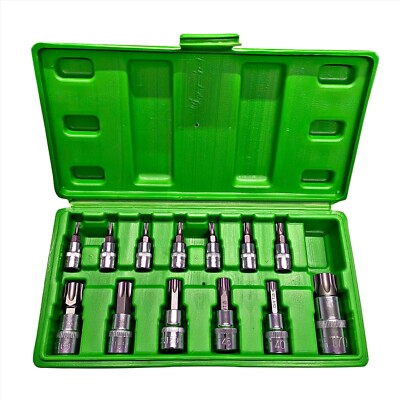 13 Stck. Torx Star Bit Steckschlüsselsatz - Manipulationsbit Steckdosen T8 - T70