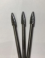 Carbide Burr, Tree Shape - .125" Steel Shank - .174" Diameter Burr - Qty 3 - NEW