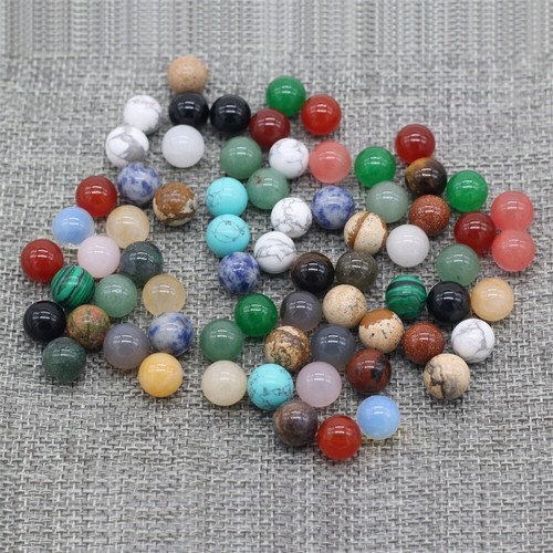 Wholesale 50pcs 10mm Assorted Natural Mixed Stone Round Ball No Hole Beads - Picture 4 of 12