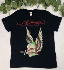 VTG Ed Hardy Mens Black T-Shirt Size L Made in USA Don Ed Hardy