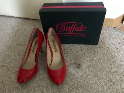 Buffalo Schuhe Pumps rot Lack Echtleder, Gr. 38 mit Karton und Ersatzaufsatz