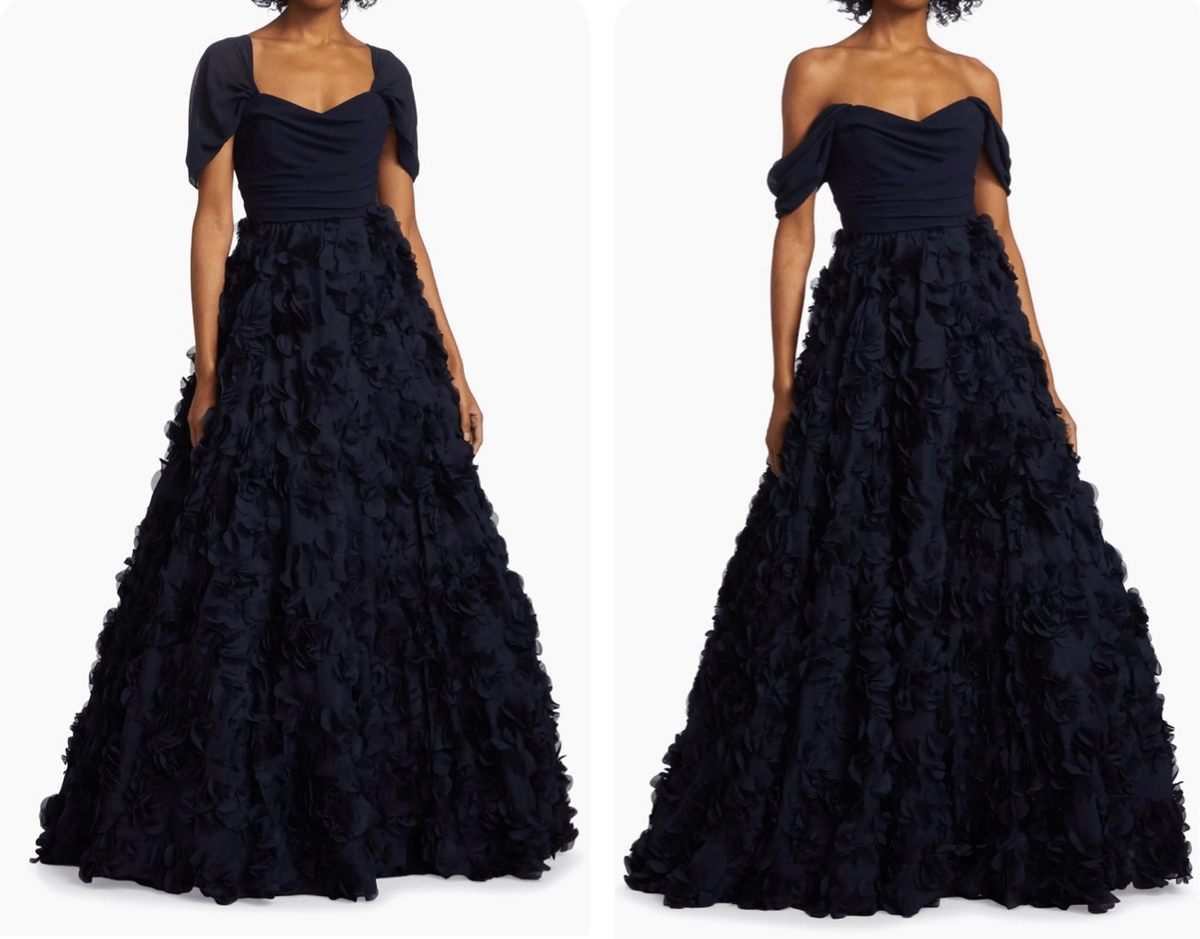 amsale floral chiffon dress Cove