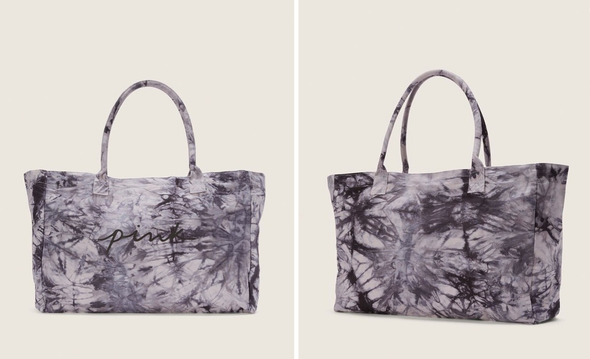 NEW Victoria's Secret PINK Large Beach Canvas Tote Bag Platinum