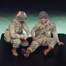 1/35 Resin Figure Model Kit WWII US Army Soldier 2 Figures Unassembled Unpainted