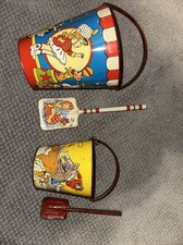 OHIO ART Tin Sand Pail Bucket And Shovel Lot Of 2