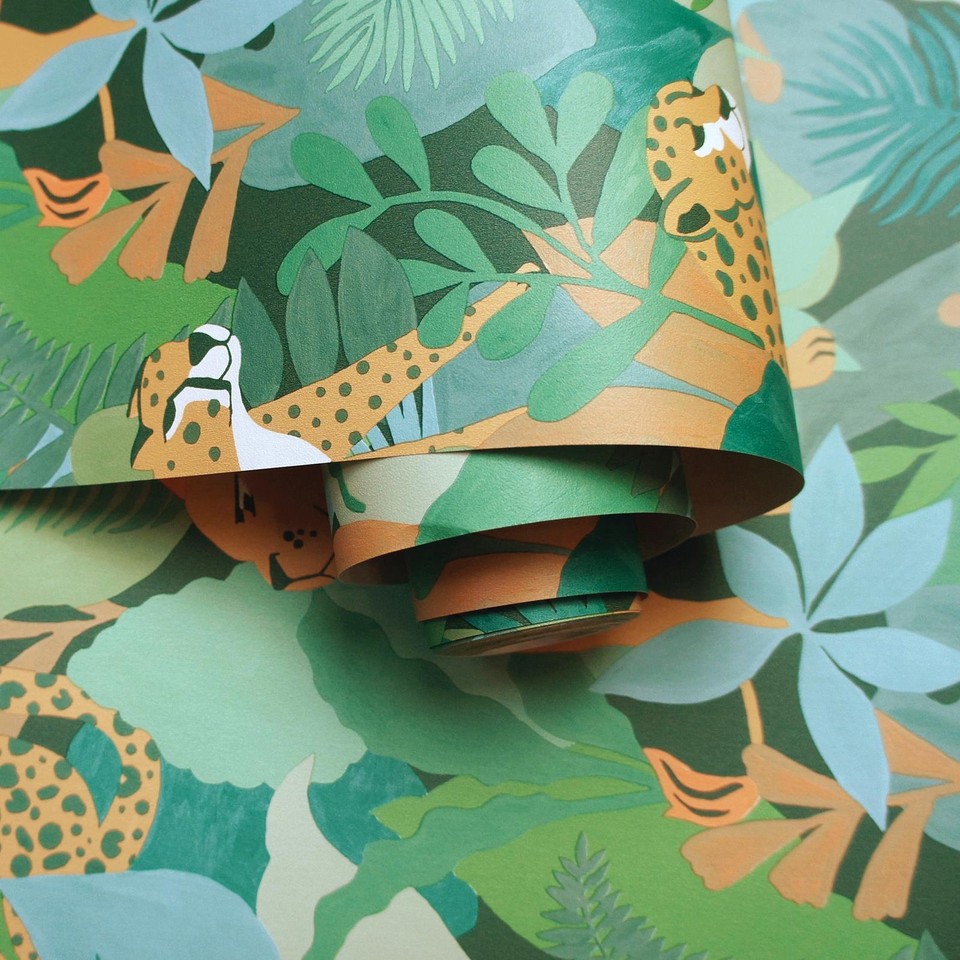 Holden Animal Kingdom Wallpaper Leafy Jungle Lions Tigers Leopards