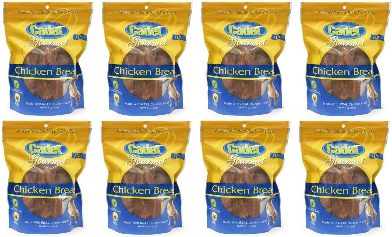(8) bags Cadet Gourmet 01306 14 oz Chicken Breast Healthy Natural Dog Treats