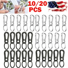 10/20 Pcs Keychain Key Ring Carabiner Clip Keyring Chain Fob Holder Black Silver