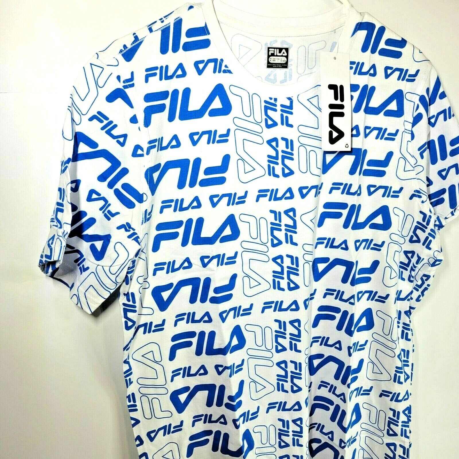 Fila Nuova T Shirt Bianco Blu M XXL Uomo Girocollo Manica Corta Sport Street