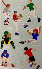 BOYS BASEBALL Stickers(20pc) Mrs.Grossman•Game•Bases•Bat•Players •Uniform•Glove