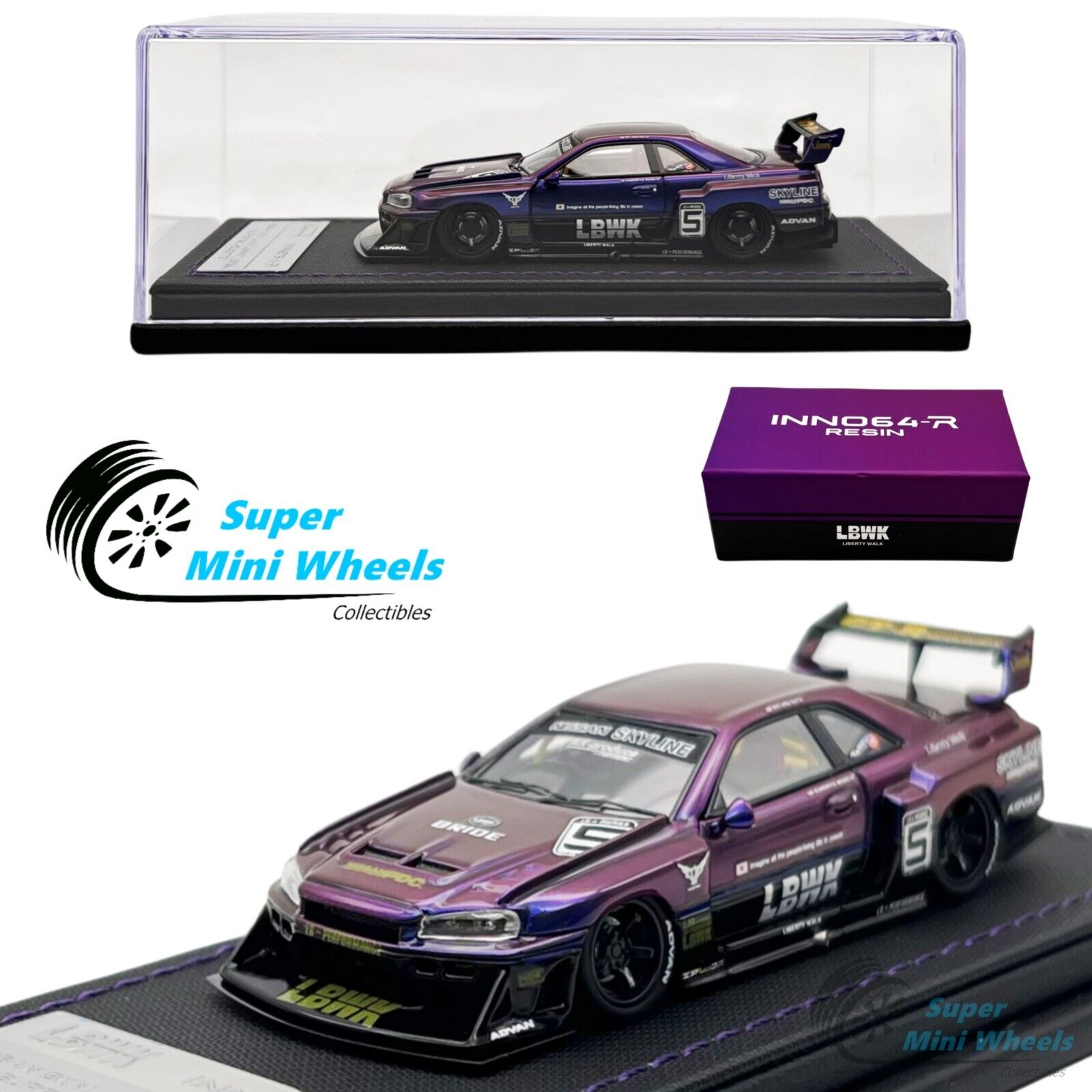 INNO64-R 1:64 Nissan Skyline LBWK ER34 Super Silhouette (Magic Purple)