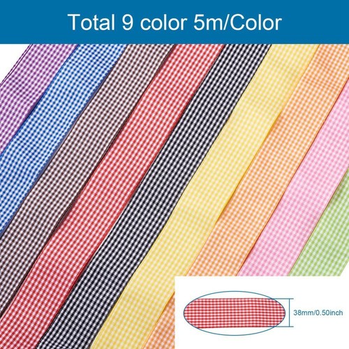 9 rollos cinta de tartán de poliéster de 1-1/2 pulgadas para decoración de envoltura de regalo 5,4 yardas/rollo - Imagen 3 de 8