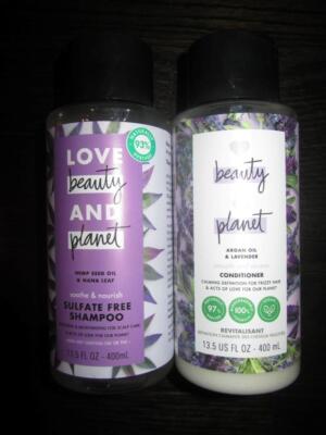 X2 Love Beauty & Planet Shampoo Conditioner Sulfate Free HEMP SEED ARGAN OIL