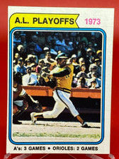 1974 Topps # 470 AL Playoff Game 3 - Reggie Jackson pictured