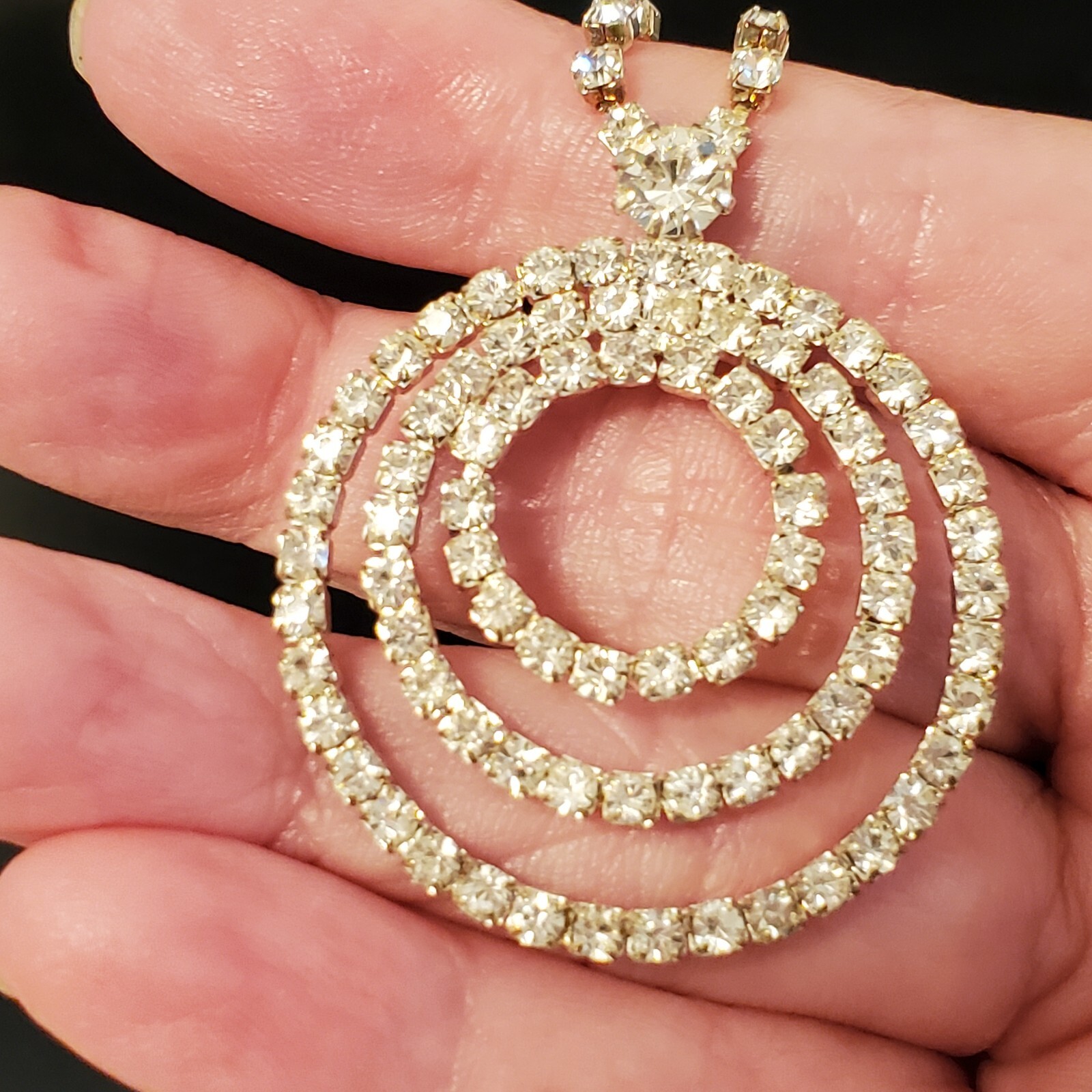 Rhinestone Circle Statement Necklace 20" - image 1