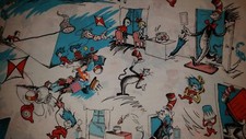 LINED WINDOW VALANCE 42X12 DR SEUSS CAT IN THE HAT BOOK THING ONE FISH TWO FISH