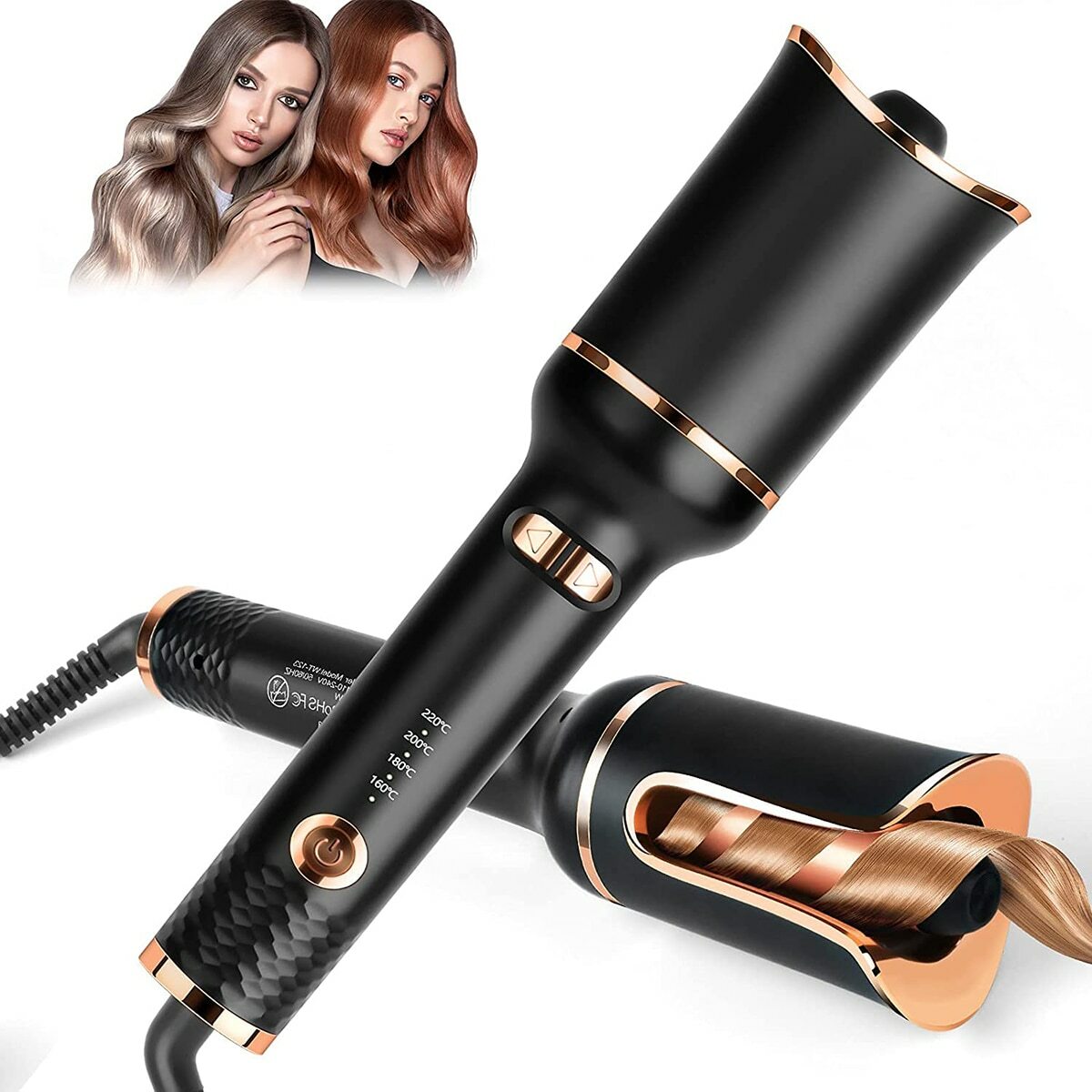 Fer à friser automatique en céramique rose pour boucles parfaites
