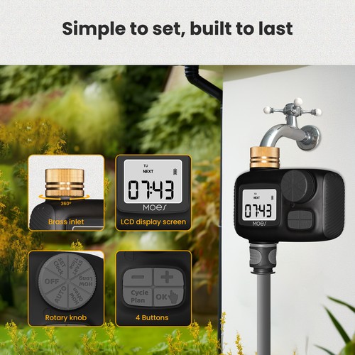 MOES Bewässerungscomputer Programmierbar Automatische Wasserzeitschaltuhr Timer - Bild 7 von 15