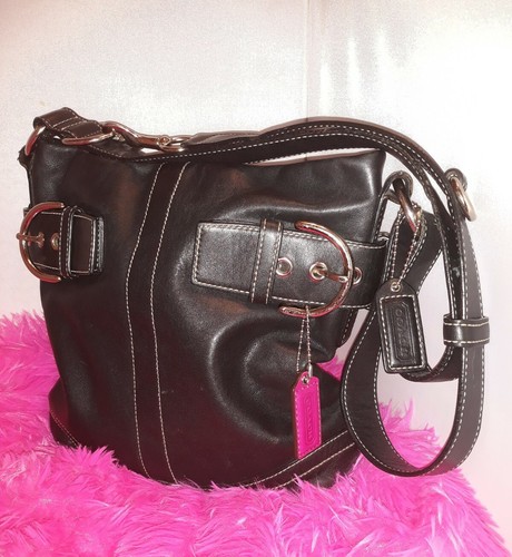 COACH VTG Black Leather Soho Crossbody Bag Purse #1452 FREE TAG Michael Calvin