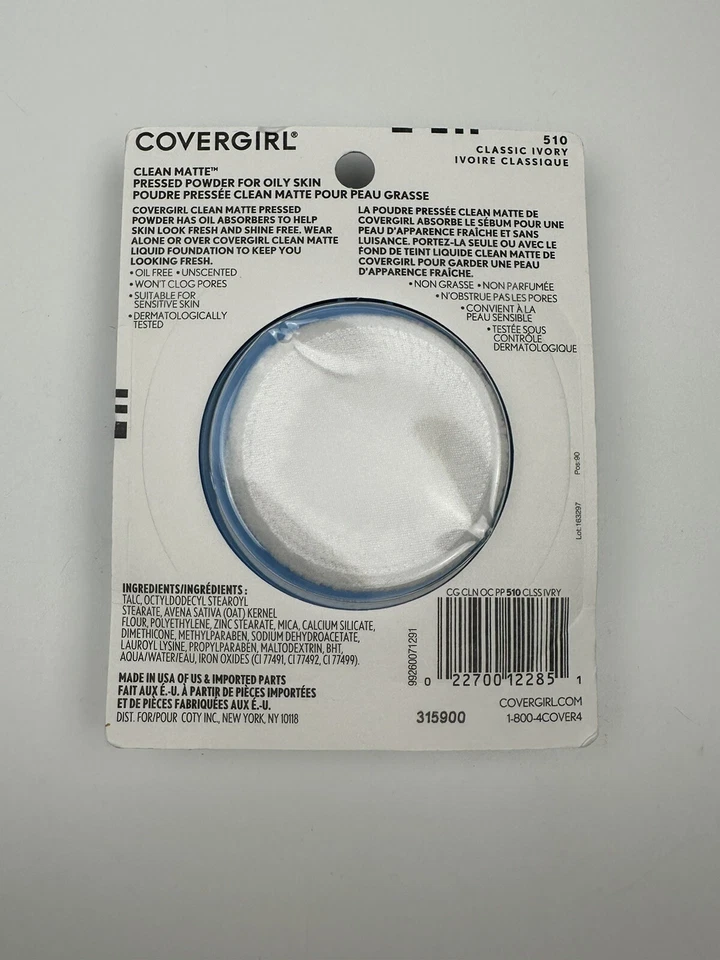 NEW Covergirl Clean Matte Pressed Powder Oil Control  # 510 Classic Ivory - Image 2 of 3