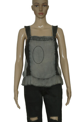 Tendre Ruffle Tank Grey Zadic And Voltaire Sleeveless Square Neck Top NWD XS