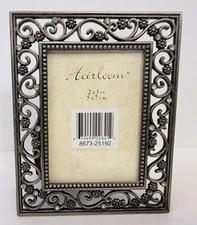 Mini Heirloom Floral Rhinestone Photo Picture Frame Free Standing Wall Decor