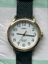 Timex Gold Tone Black Band Women’s Quartz Watch 