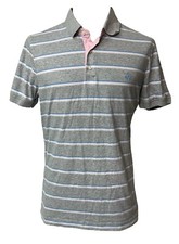 BROOKS BROTHERS 1818 Mens Polo Shirt 100 Cotton Large Gray Pink White Blue Logo