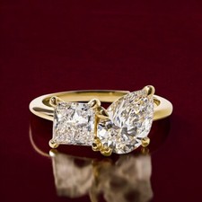 2.60 Carat Diamond Toi et Moi Ring IGI Lab Grown Two Stone 14k Yellow Gold