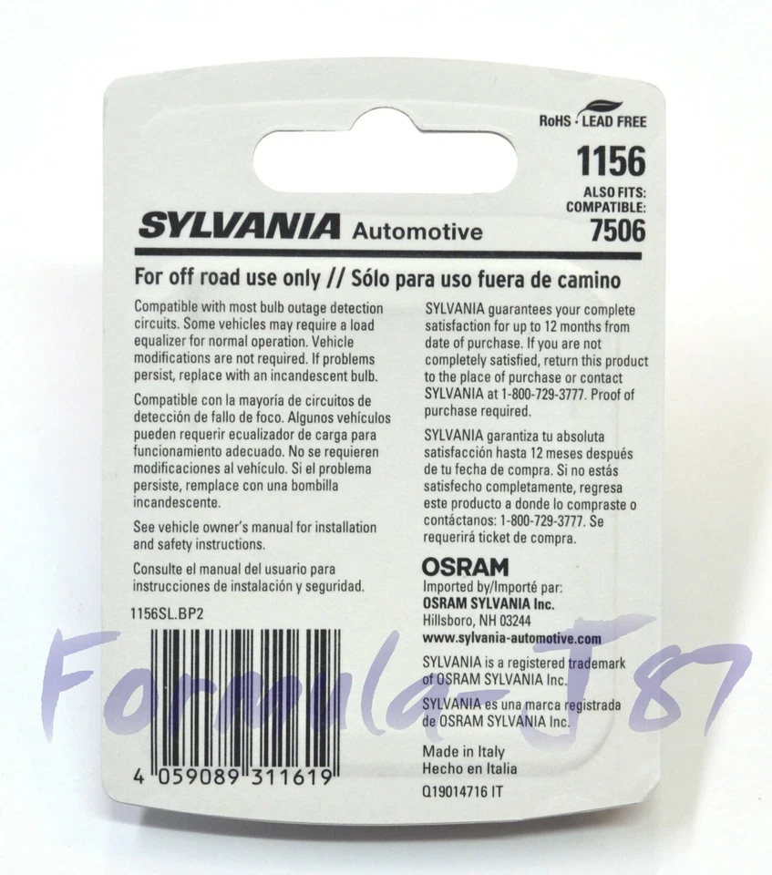 Luz LED Sylvania Premium 1156 Blanca 6000K Dos Bombillas Respaldo Stock Inverso Ajuste Foto 3 de 4