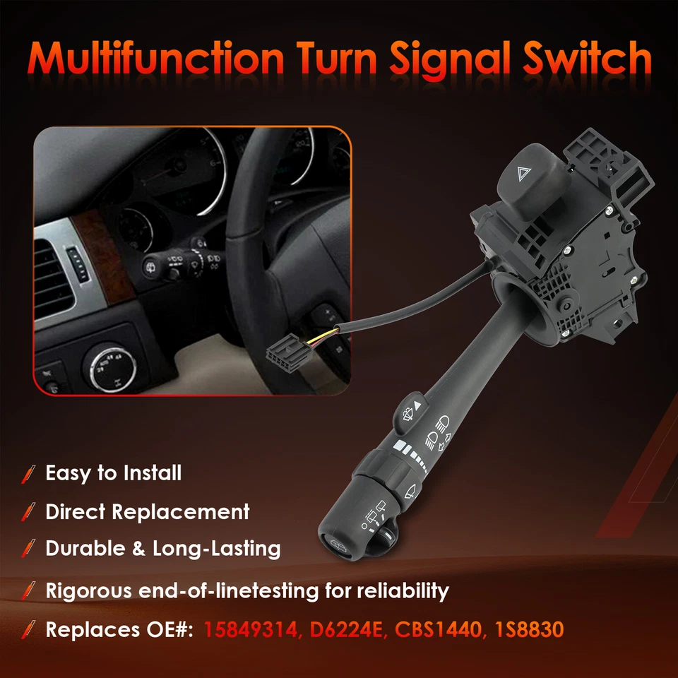 Interruptor de limpiaparabrisas de señal de giro para 07-14 Chevy Tahoe Suburban GMC Yukon XL Foto 2 de 4