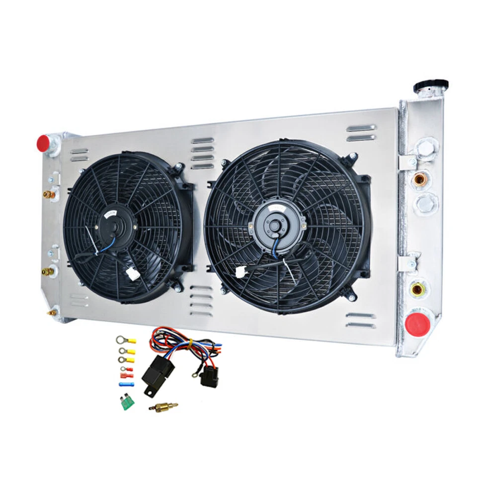 Ventilador de cubierta de radiador de 4 filas apto para Chevy C10 K10 R1500 198219-93 GMC C1500/C2500 6,2 L Foto 3 de 4