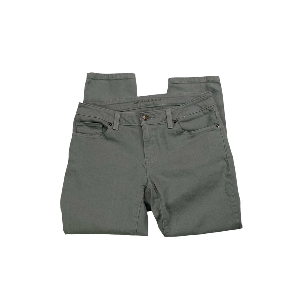 Pantalones de mezclilla Michael Kors ajustados cortos para mujer talla 2 gris lavado tiro bajo Foto 4 de 4