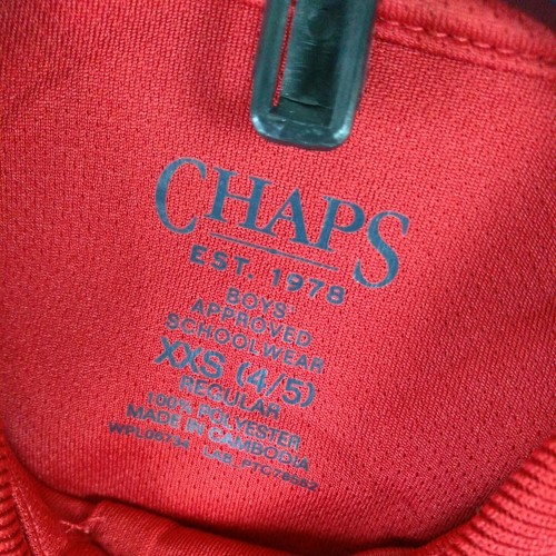 Chaps Polo Shirt XXS 4/5 Boys Schoolwear Red UPF50+ Moisture Wick Top NWT - Picture 10 of 10
