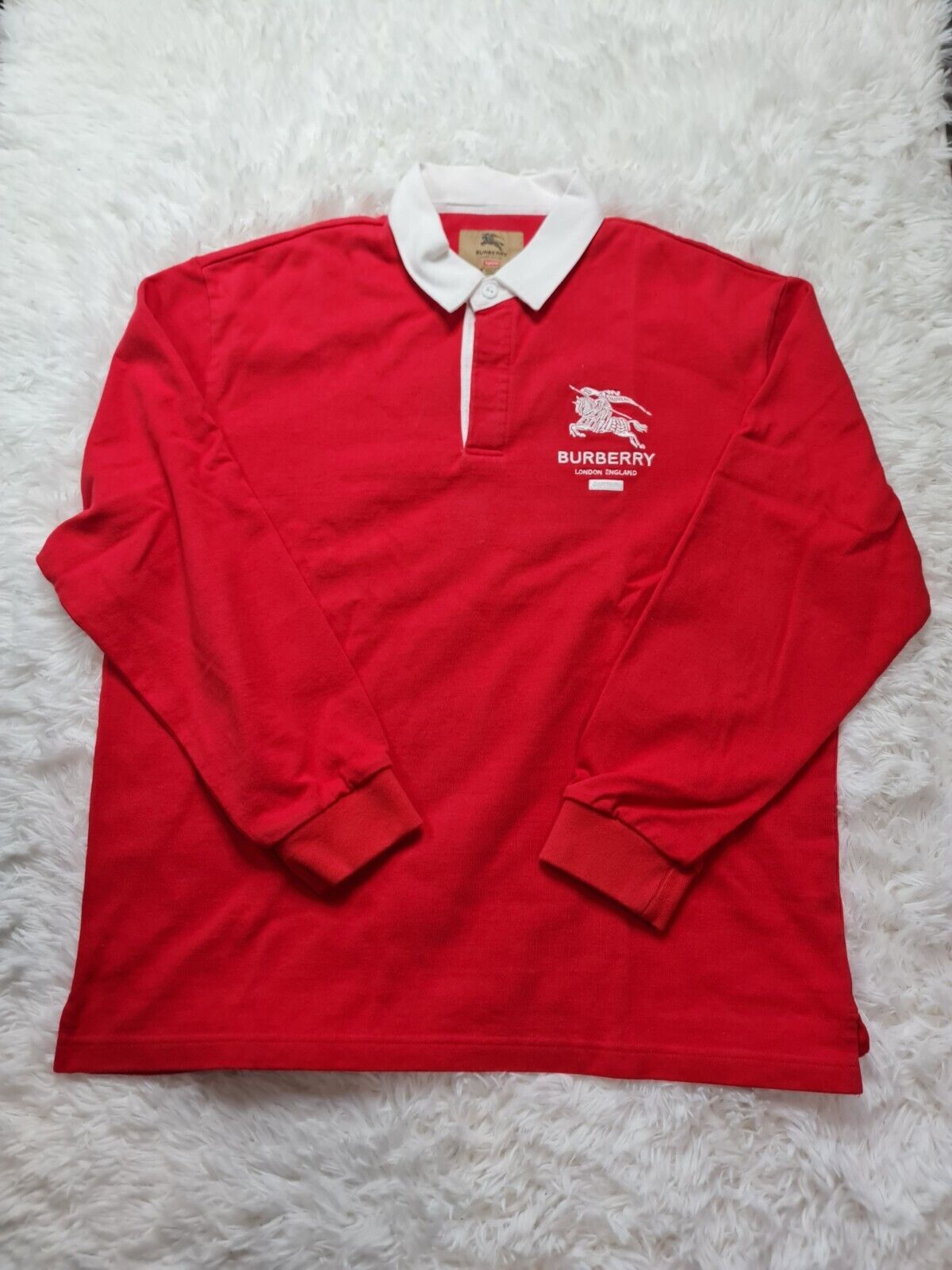 Supreme x Burberry Rugby Red size large 100% Authentic