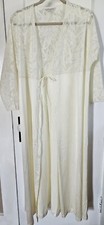 Vintage Vanity Fair Petites Long Ivory Nightgown Robe 70 s Sz Large USA made