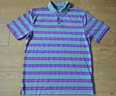 Under Armour Polo Golf T-Shirt Herren Heat Gear lose dehnbar Streifen Gr. MD/M/M