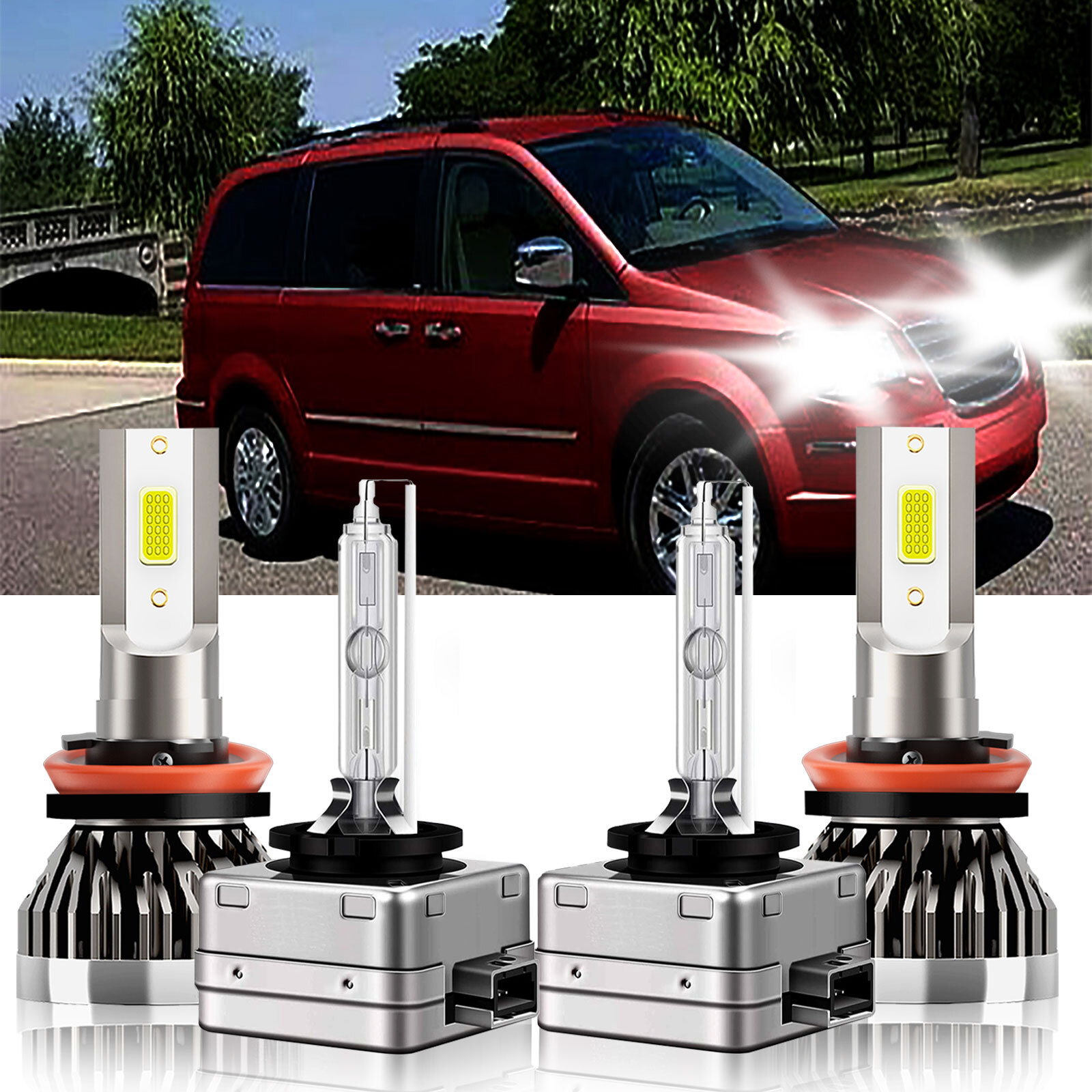 For Chrysler Town & Country 2008-2016 LED HID Headlight Car Bulbs H11 D1S Bright