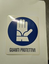 N°5 Pezzi ...TARGHETTA ADESIVA "OBBLIGO GUANTI PROTETTIVI"  115x140 