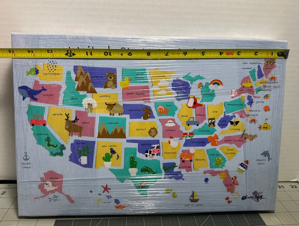 Oliver Gal Artist Co. Mapas Arte de Pared Lienzo ESTADOS UNIDOS Aprendizaje para Niños - EE. UU. Foto 3 de 4