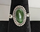 Sterling Silver Tree Agate Ring Deep Green & Ornate 5.3g Sz 8.25