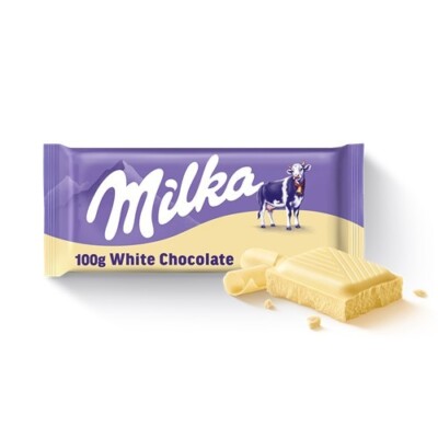 2 x Milka White Chocolate Bars NEW SHAPE 100g / 3.53oz