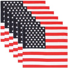 US American Flag Bandana 6-Pack Dust Mask Headband Skull Cap 22"x22" 100 Cotton