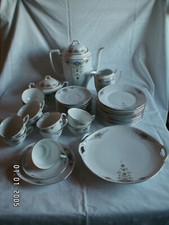 Schönes Art Deco Porzellan Kaffeeservice Zeh Scherzer für 11 Personen ca. 1930