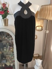 Definitions black velvet halter neck beautiful dress BNWOT UK 12
