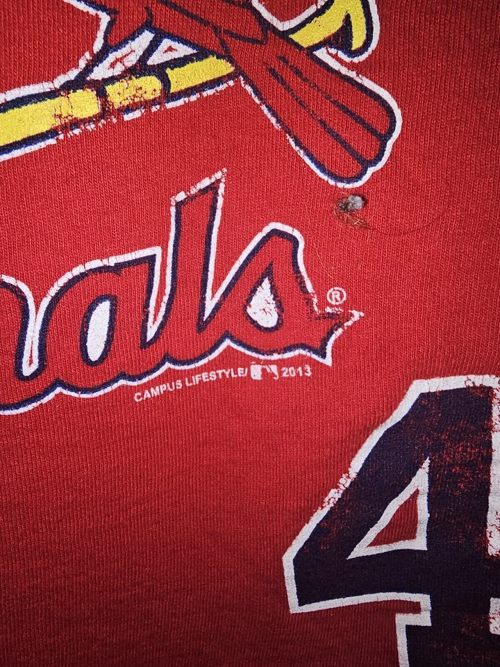 Camiseta grande para mujer Saint Louis Cardinals Yadier Molina roja con logotipo gráfico MLB Foto 3 de 4