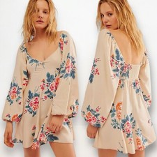 Free People Francesca Mini Dress Warm Ivory Floral Size Small NWT